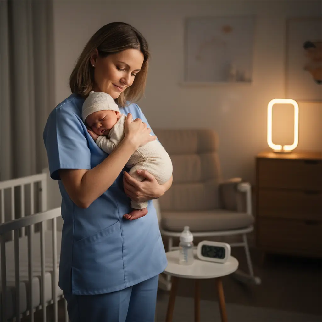 Ночная няня с грудничком на руках