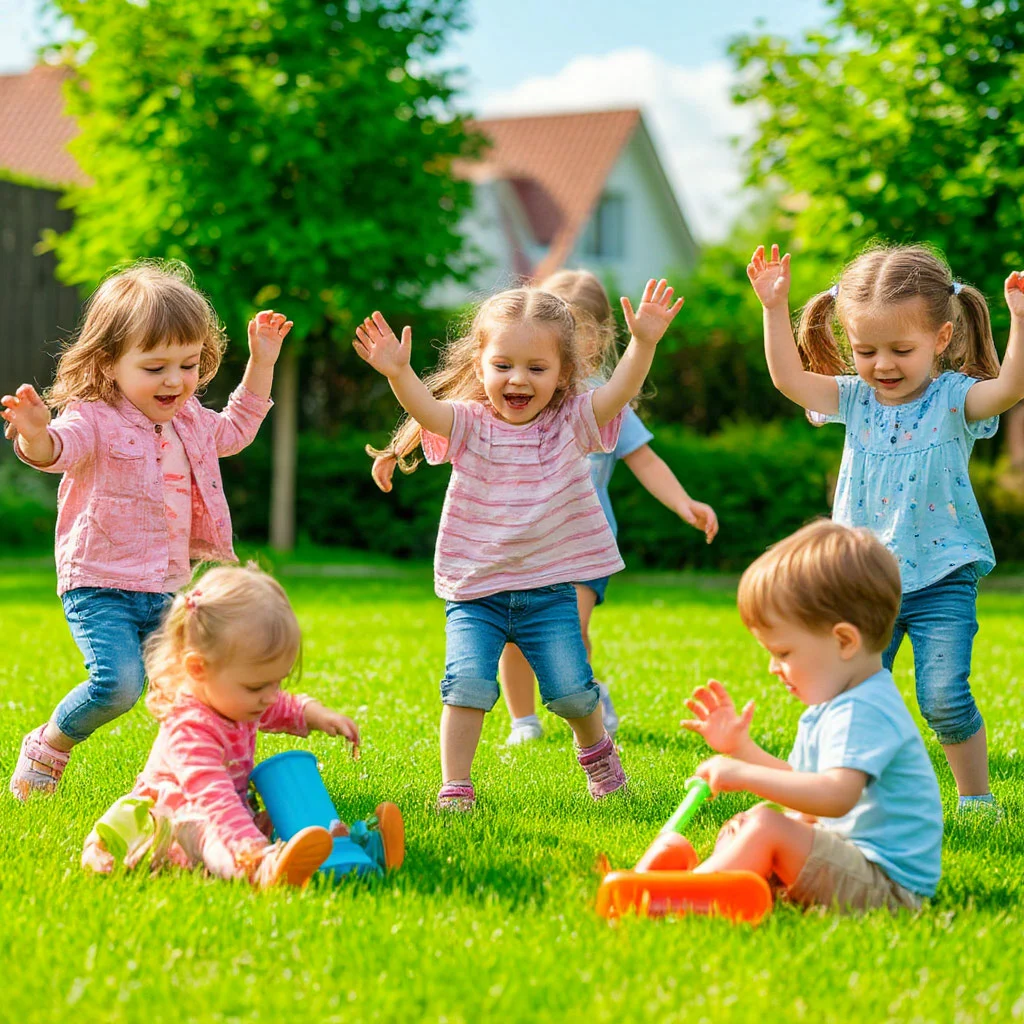 Дети на прогулке летом