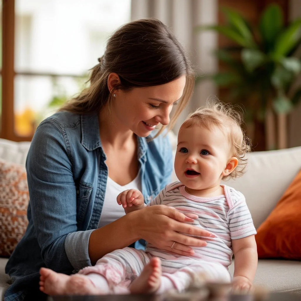 Няня играет с ребенком