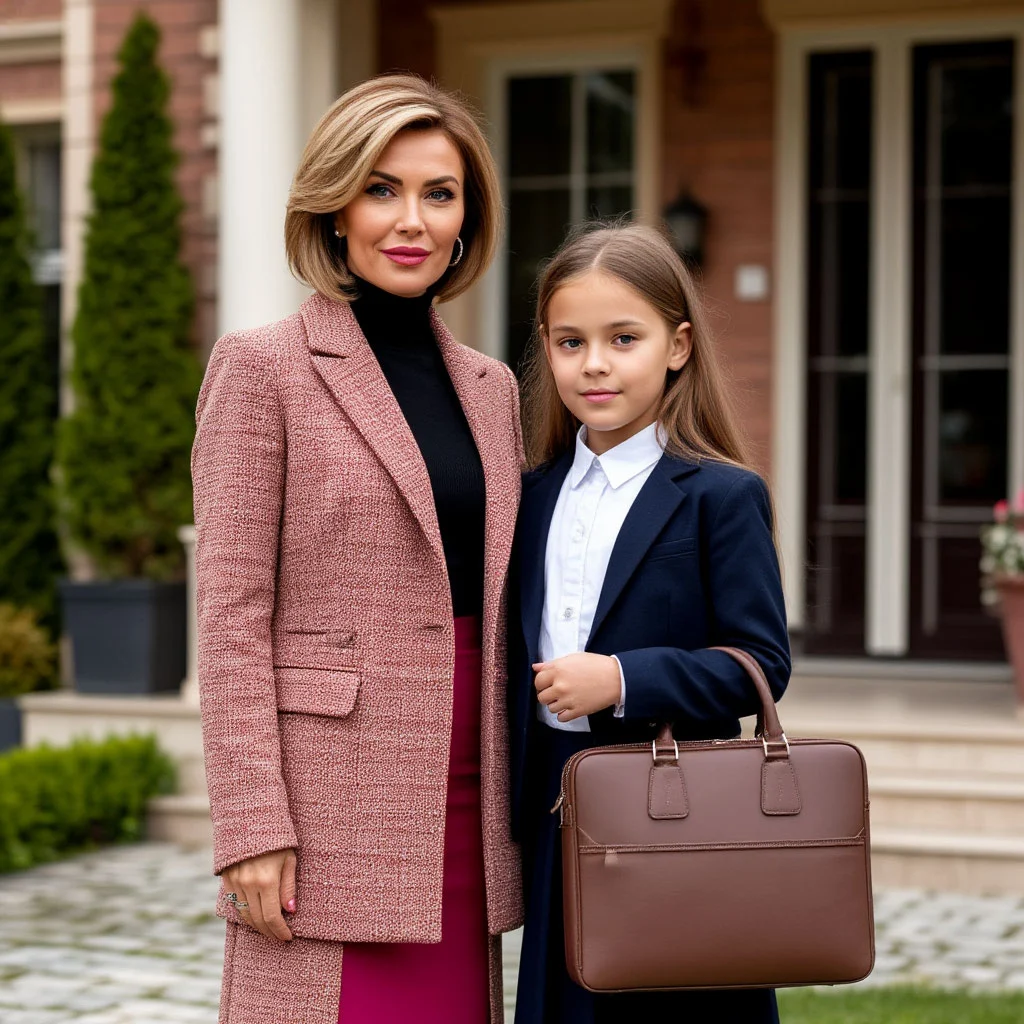 Женщина и девочка школьница