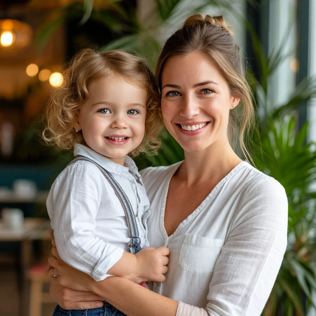 Женщина взяла девочку на руки