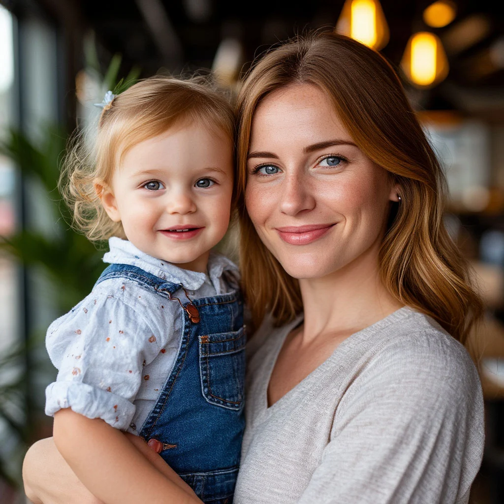 Няня держит на руках малышку