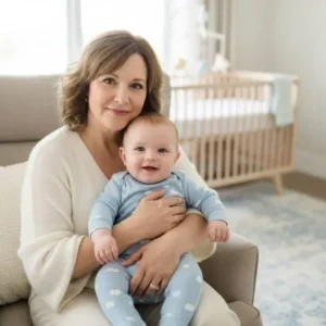 Опытная няня с грудничком на руках