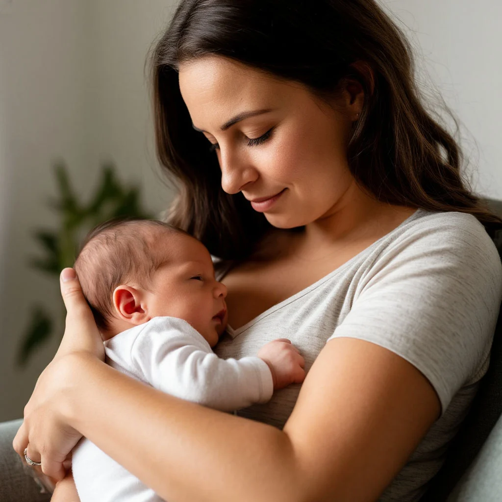 Няня укладывает спать грудничка